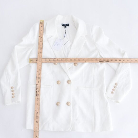 Generation Love New York Leighton Crepe White Double Breasted Button Blazer M - Picture 4 of 15
